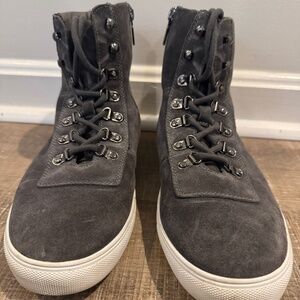 Men's Blondo Sz 11 Grey Suede Hightop Waterproof Sneakers Boots side zip